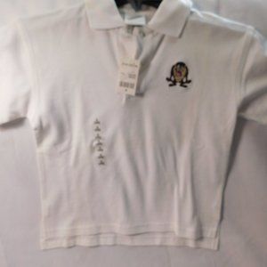 Warner Bros TAZ White Polo Shirt Kids Size 4 X-Small NEW Vintage